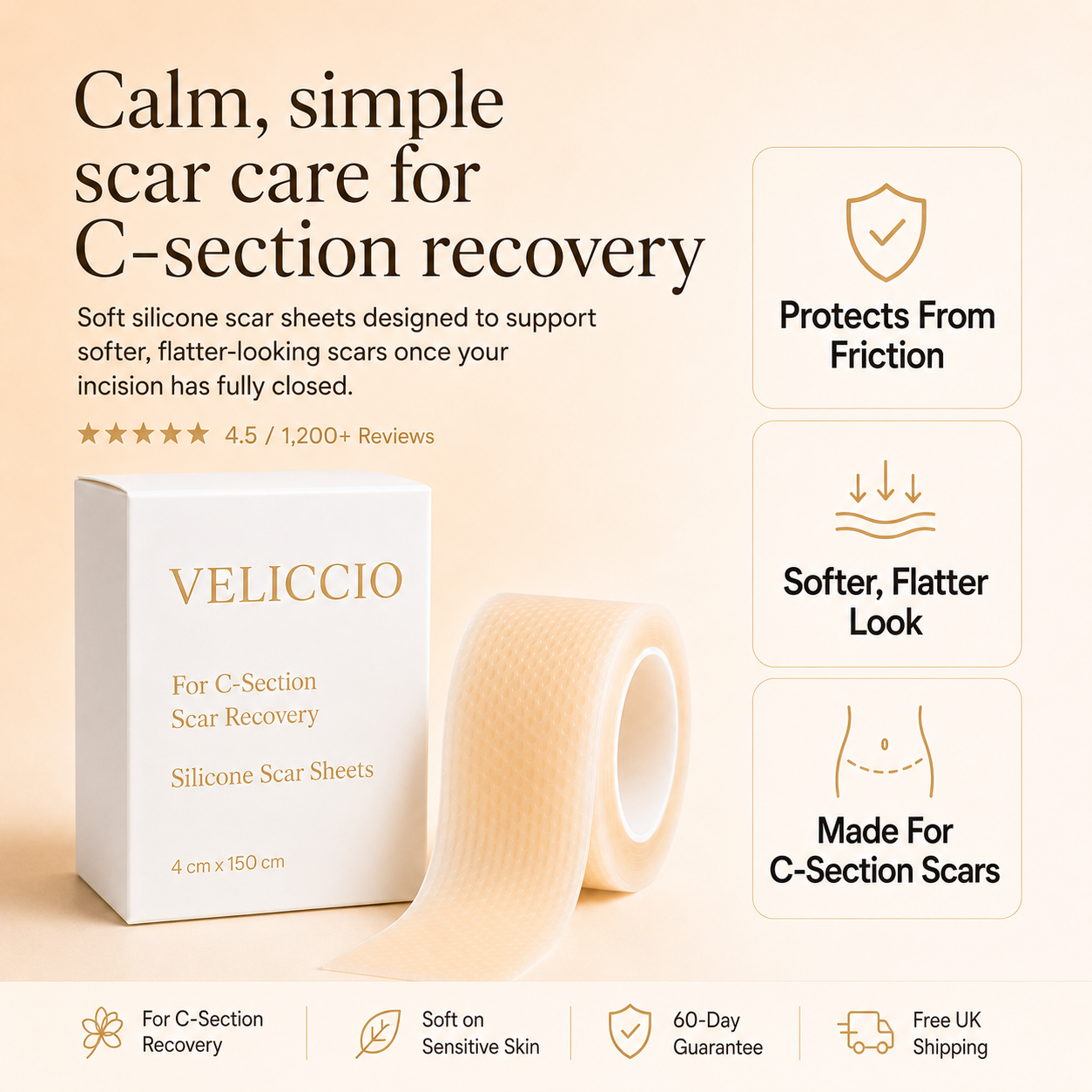 Veliccio C-Section Silicone Scar Sheets